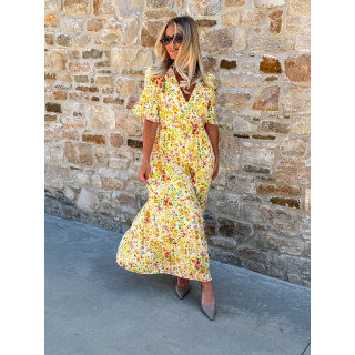 Robe longue à fleurs Adélaïs - Jaune