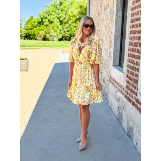 Robe courte à fleurs Adélaïs - Jaune