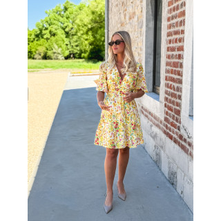 Robe courte à fleurs Adélaïs - Jaune