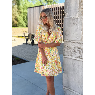 Robe courte à fleurs Adélaïs - Jaune
