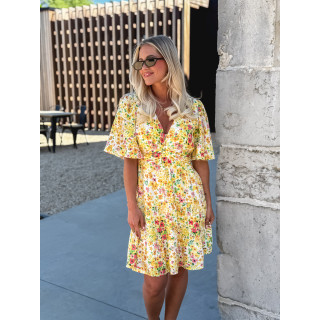 Robe courte à fleurs Adélaïs - Jaune