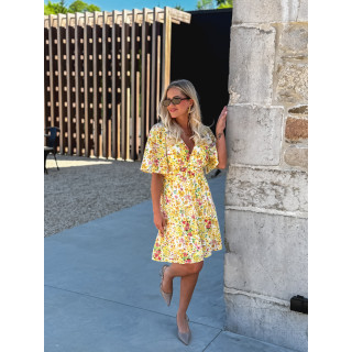 Robe courte à fleurs Adélaïs - Jaune