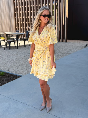 Robe courte à motifs Gracie - Jaune