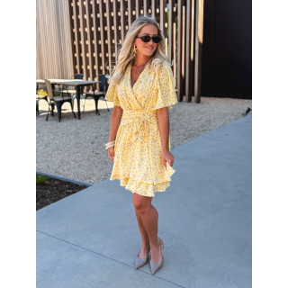 Robe courte à motifs Gracie - Jaune
