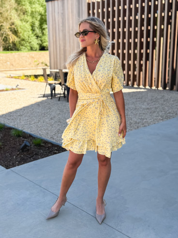 Robe courte à motifs Gracie - Jaune