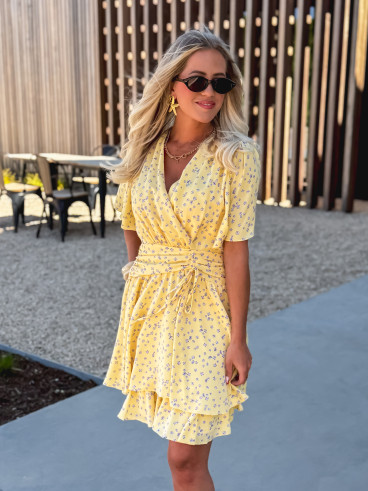 Robe courte à motifs Gracie - Jaune