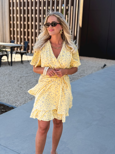 Robe courte à motifs Gracie - Jaune