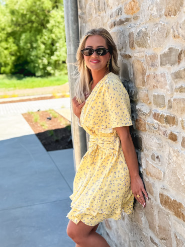 Robe courte à motifs Gracie - Jaune