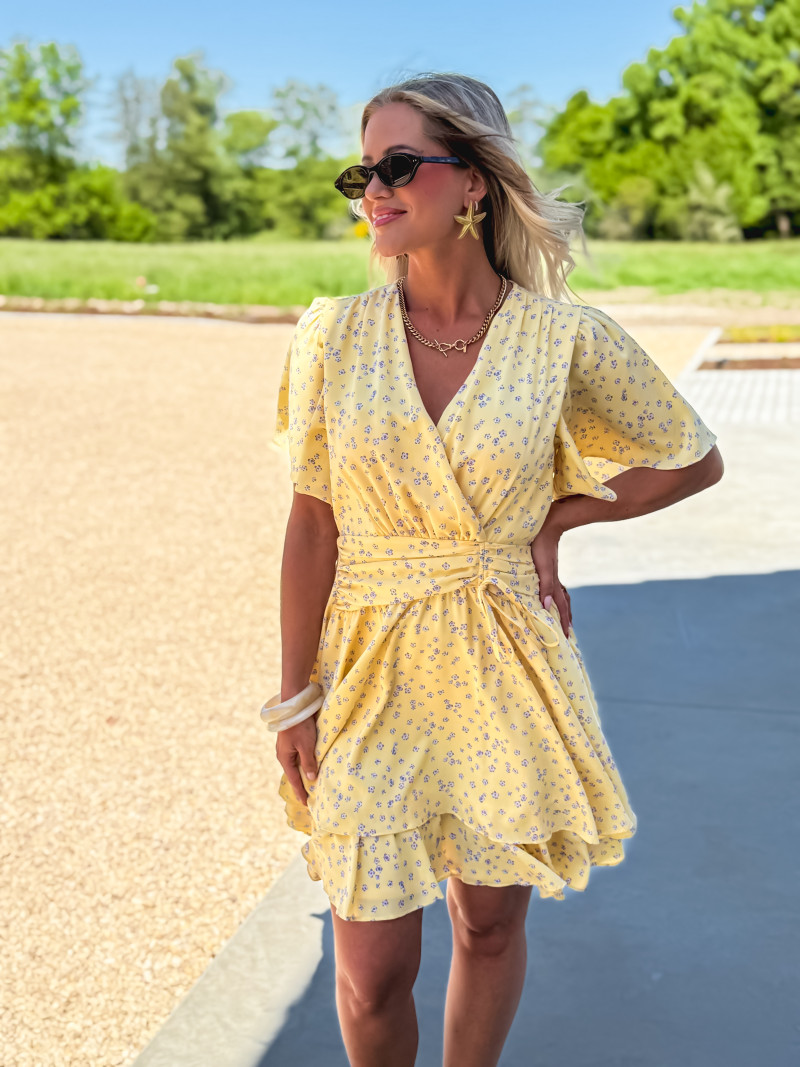 Robe courte à motifs Gracie - Jaune