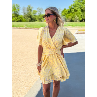 Robe courte à motifs Gracie - Jaune