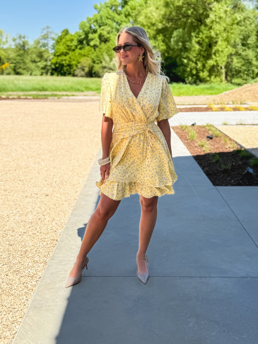 Robe courte à motifs Gracie - Jaune