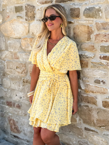 Robe courte à motifs Gracie - Jaune