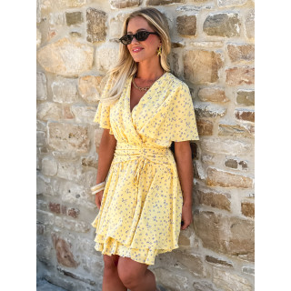 Robe courte à motifs Gracie - Jaune