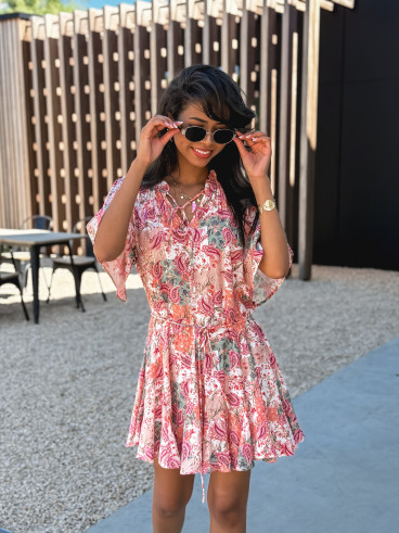 Robe courte à motifs Karolane - Corail