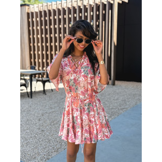 Robe courte à motifs Karolane - Corail