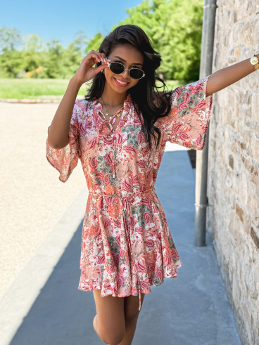 Robe courte à motifs Karolane - Corail