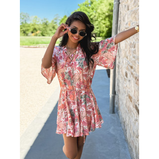 Robe courte à motifs Karolane - Corail