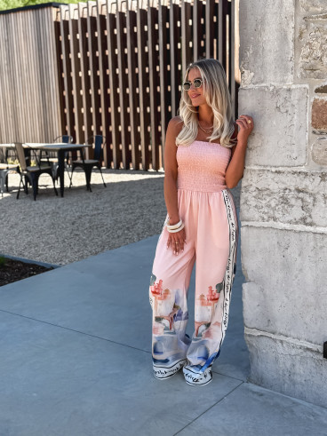 Combinaison pantalon à motifs Nyla - Rose