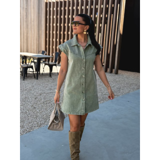Robe courte en jeans Léonia - Kaki