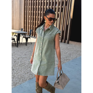 Robe courte en jeans Léonia - Kaki