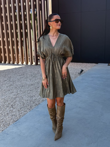 Robe courte Verra - Kaki/Doré