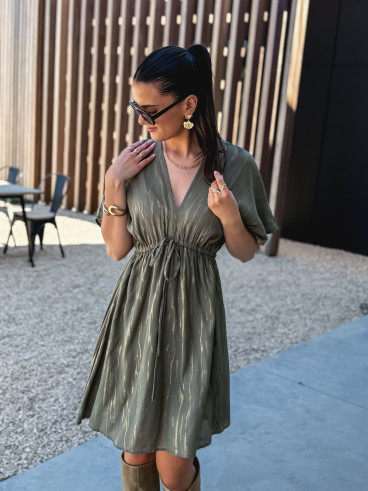 Robe courte Verra - Kaki/Doré