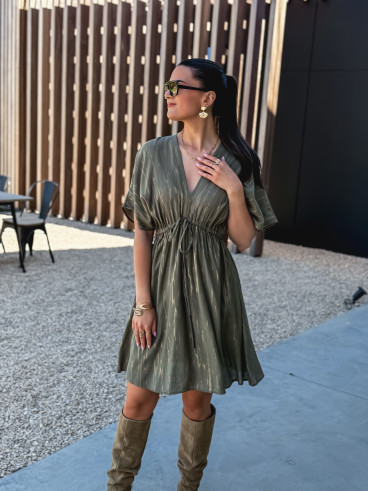 Robe courte Verra - Kaki/Doré