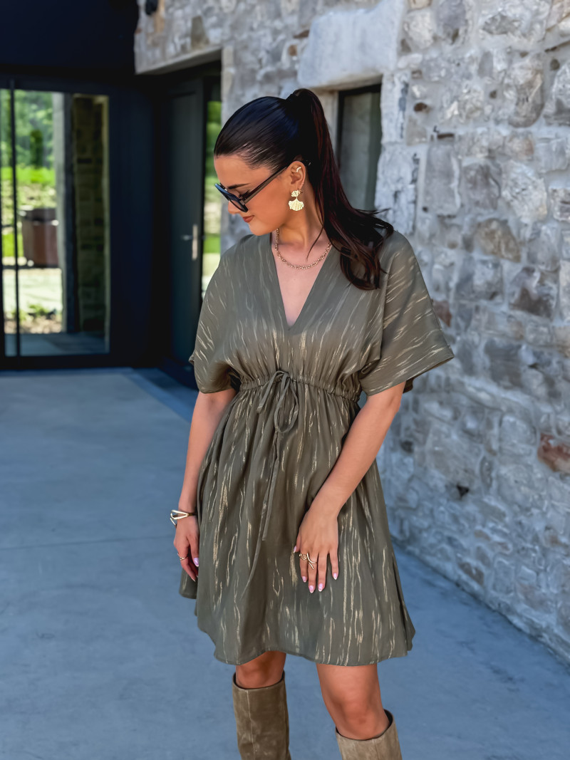 Robe courte Verra - Kaki/Doré