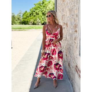 Robe longue à motifs Soléria - Fushia