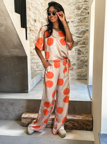 Pantalon à motifs  Evangelie - Beige/Orange