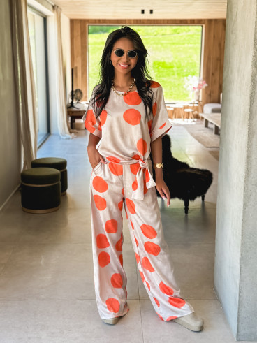 Pantalon à motifs  Evangelie - Beige/Orange