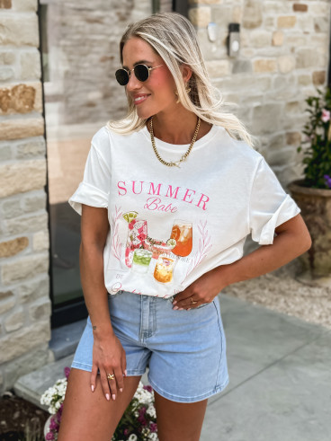 T-Shirt " Summer Babe " - Blanc