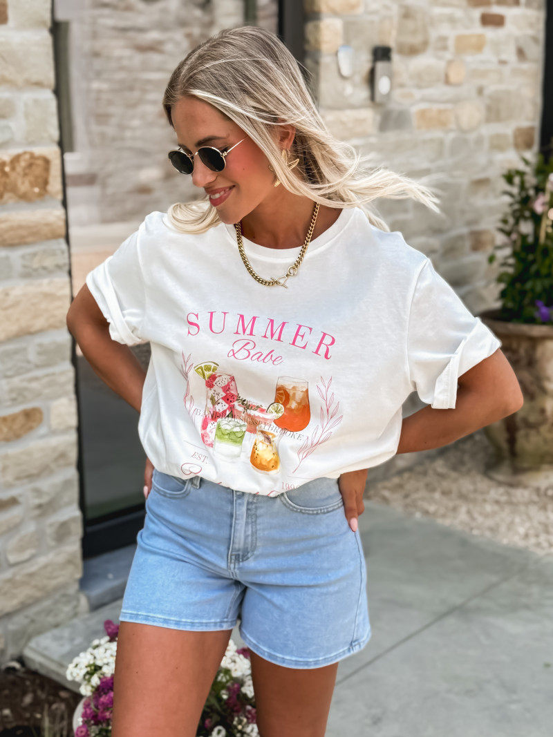 T-Shirt " Summer Babe " - Blanc