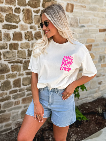 T-shirt "More Amor por Favor " - Blanc