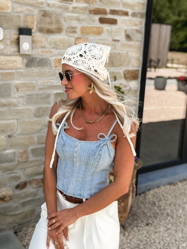 Bandana en crochet Adaline - Beige