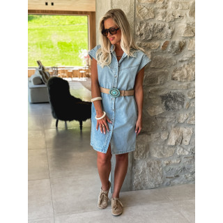 Robe courte en jeans Léonia - Bleu