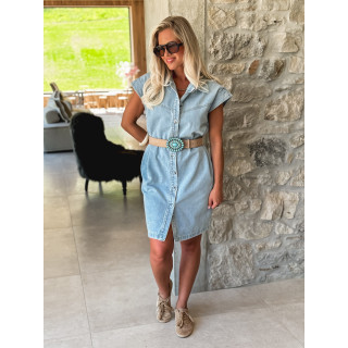 Robe courte en jeans Léonia - Bleu