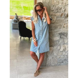 Robe courte en jeans Léonia - Bleu