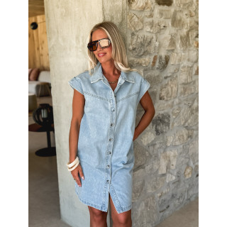 Robe courte en jeans Léonia - Bleu
