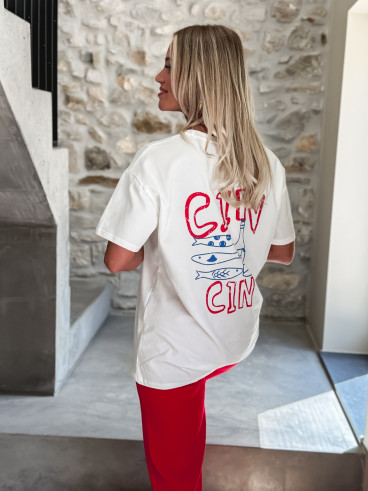 T-shirt "CIN CIN" - Blanc