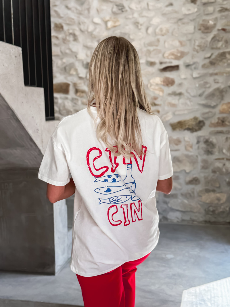 T-shirt "CIN CIN" - Blanc