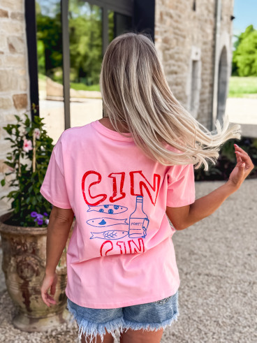 T-shirt "CIN CIN" - Rose