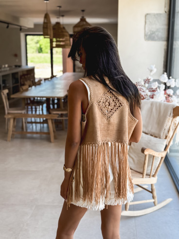 Gilet sans manches coachella - Taupe