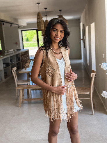 Gilet sans manches coachella - Taupe