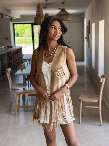 Gilet sans manches coachella - Taupe