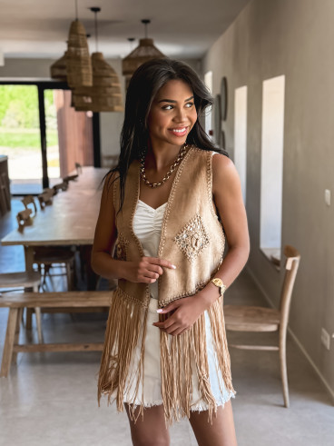Gilet sans manches coachella - Taupe