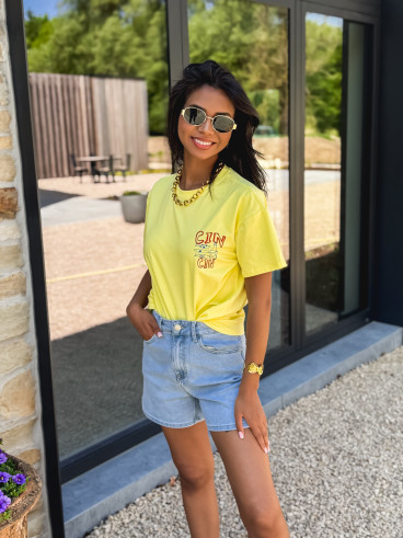 T-shirt "CIN CIN" - Jaune