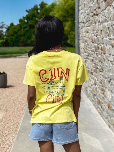 T-shirt "CIN CIN" - Jaune