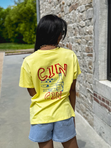T-shirt "CIN CIN" - Jaune