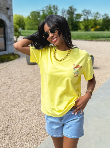 T-shirt "CIN CIN" - Jaune